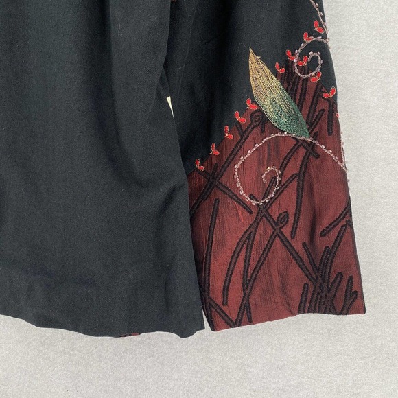 Bala Bala 100% SILK Blazer Jacket Womens 1X Art To Wear Embroidered Floral - Picture 10 of 15